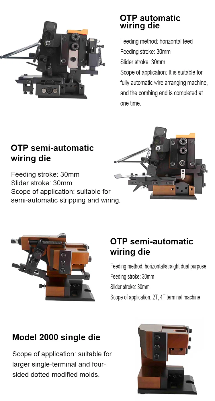 OTP mold for all types of terminal crimping machines, OTP mold for stripping machines, die Crimping mold change, termina