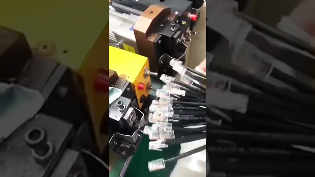 Πραγματικό Βίντεο: Crimping Καλωδίου Δικτύου και Κεφαλής RJ-45 #εργοστάσιο #μηχανή