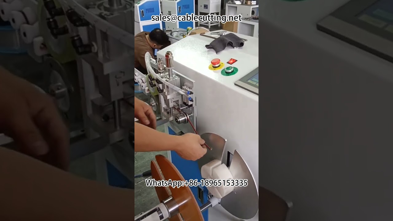 Αυτόματη μηχανή μέτρησης, διαλογής, κοπής και περιέλιξης κόκκινου και μαύρου σύρματος | Μηχάνημα περιέλιξης